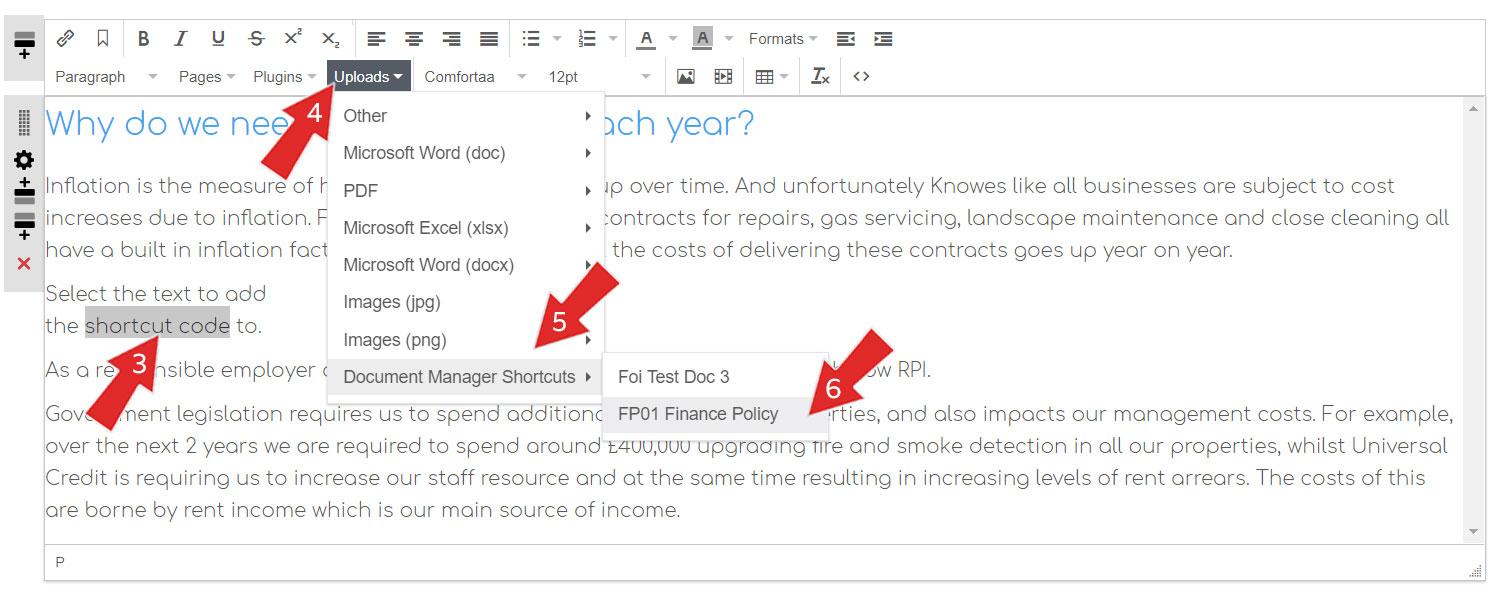 Select Text To Add Shortcut Code To